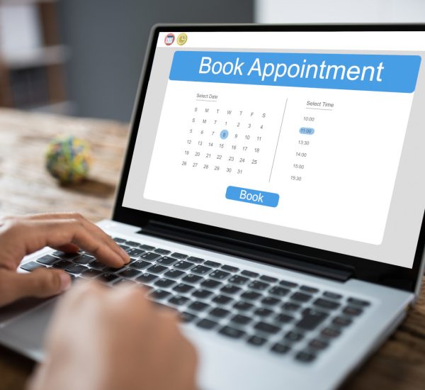 Booking Meeting Appointment On Laptop Computer Online